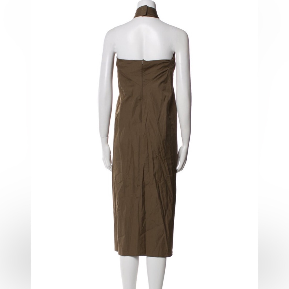 MaxMara Egle Cotton Midi Dress - Olive Green - NEW WITH TAGS - Picture 3 of 4